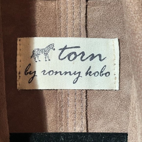 Torn By Ronny Kobo Suede Leather Open Sienna Vest Heather Taupe Brown Size Small - Picture 4 of 13